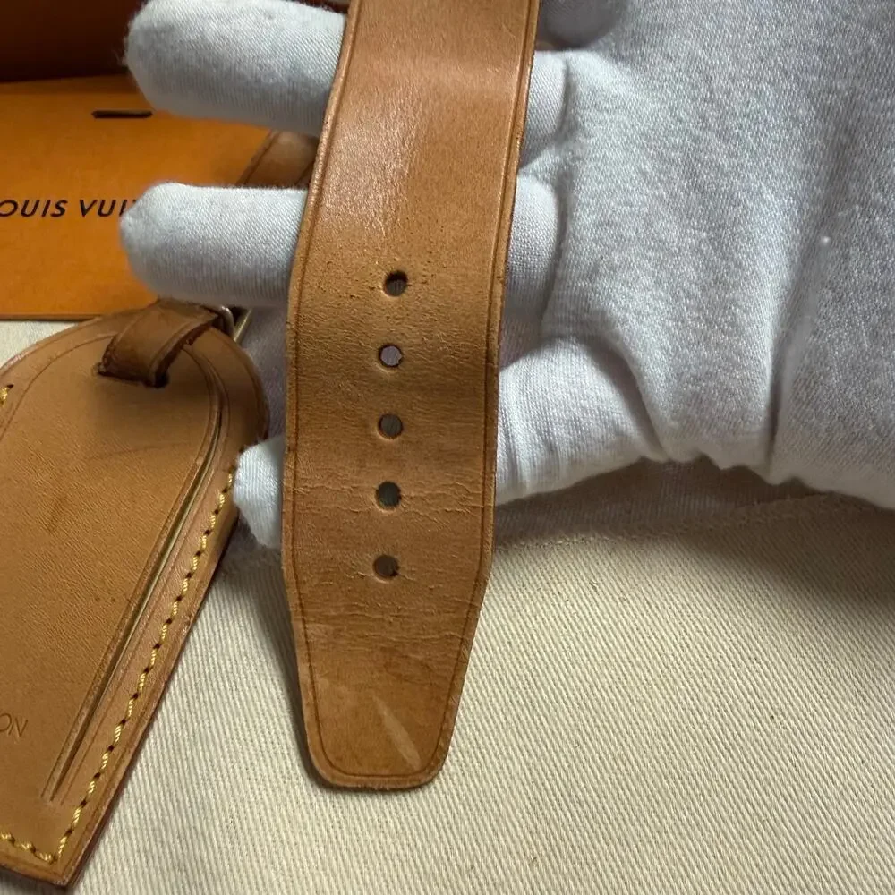 Louis Vuitton Vachetta Leather Luggage Tag and Poignet Authentic NO BOX - Picture 11 of 12